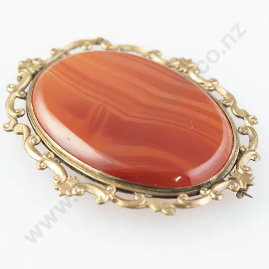 Victorian Large Carnelian Panel Brooch