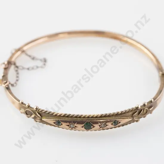 Edwardian 9ct Hinged Snap Bangle