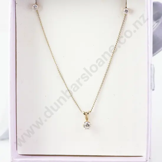 10ct Single Diamond Pendant and Matching Stud Earrings