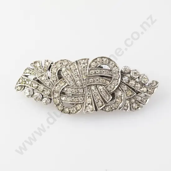Early C20th Sterling Silver Diamontes Dress Clip