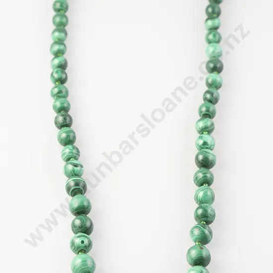 Single Strand Graduated Malachite Bead Necklace