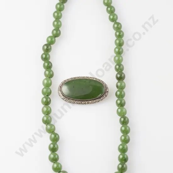 Single Strand Uniform Greenstone Bead Necklace