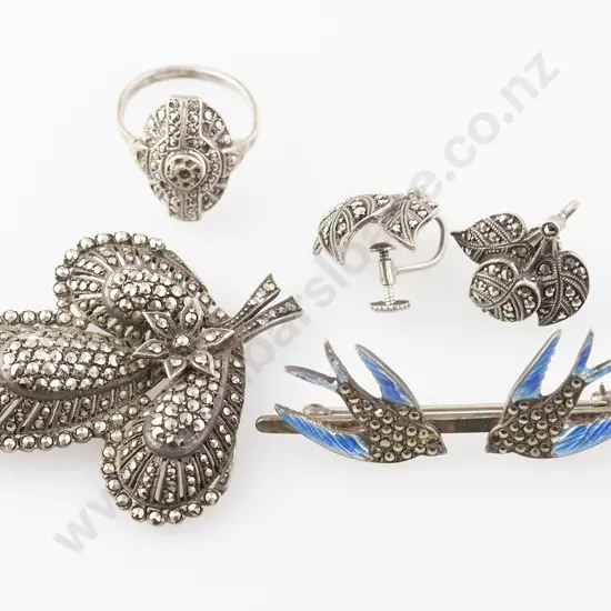 Silver and Enamel Shallow Brooch