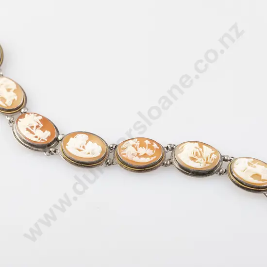 .800 SIlver Mounted Cameo Bracelet