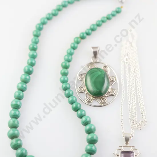 Malachite Graduated Bead Necklace