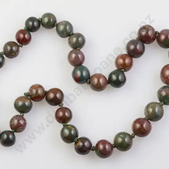 Single Strand Slightly Graduated Scottish Agate Bead Necklace