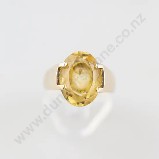 9ct Single Large Citrine Ring