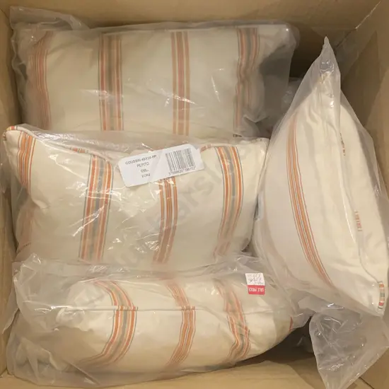 Six Couch Cushions and Two Matching Rolls