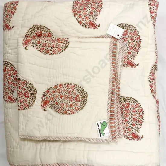 Queen Quilted Bed Cover and Two Cushion Covers