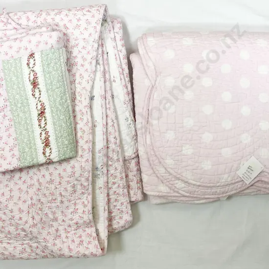 Two Quilted Bed Covers and Single Pillow Slip