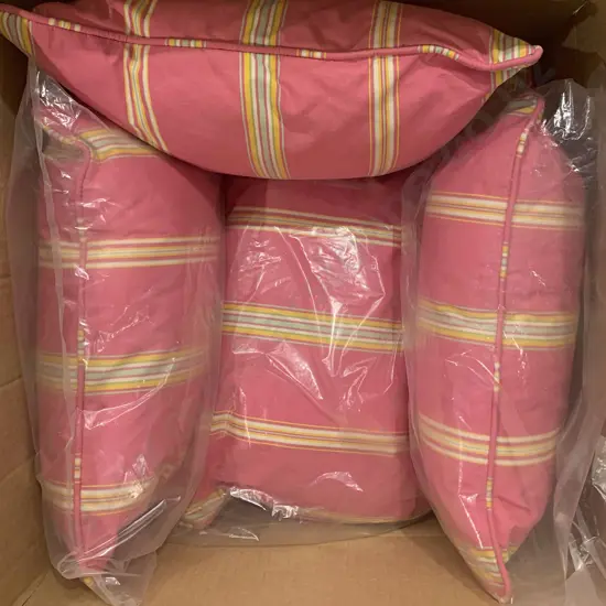 Four Small Couch Cushions and Six Matching Rolls