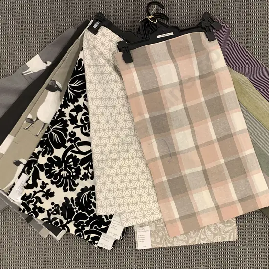 Eight Hangered Fabric Samples