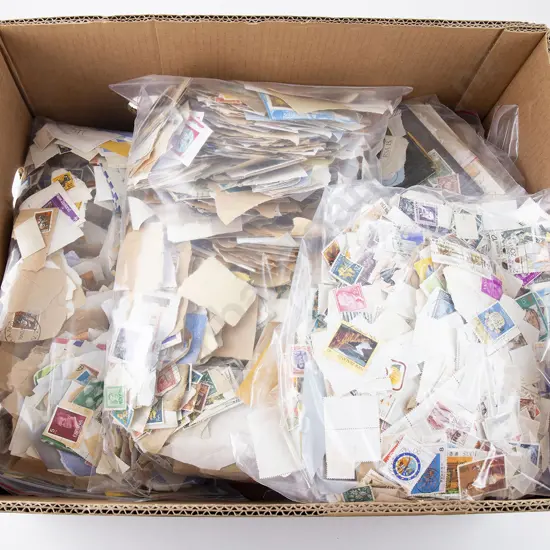 Carton Qty Un-sorted Loose Mainly NZ Stamps