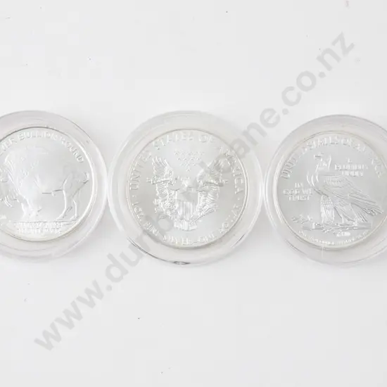 Three US 1oz Silver Coins