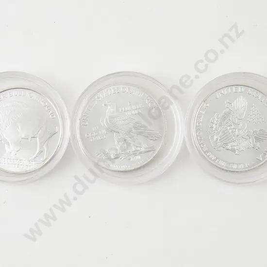 Three US 1oz Silver Coins