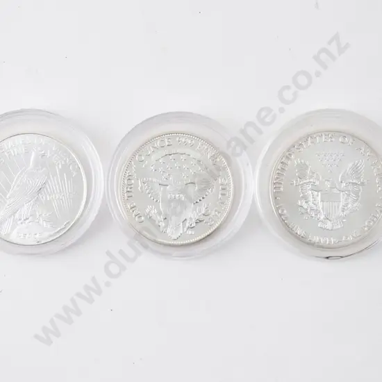Three US 1oz Silver Coins