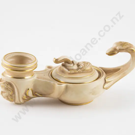 Royal Worcester Blush Ivory Antique Oil Lamp Form Candleholder