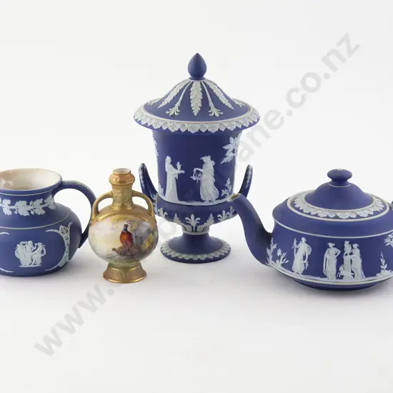 Wedgwood Blue Jasperware Campana Urn & Cover