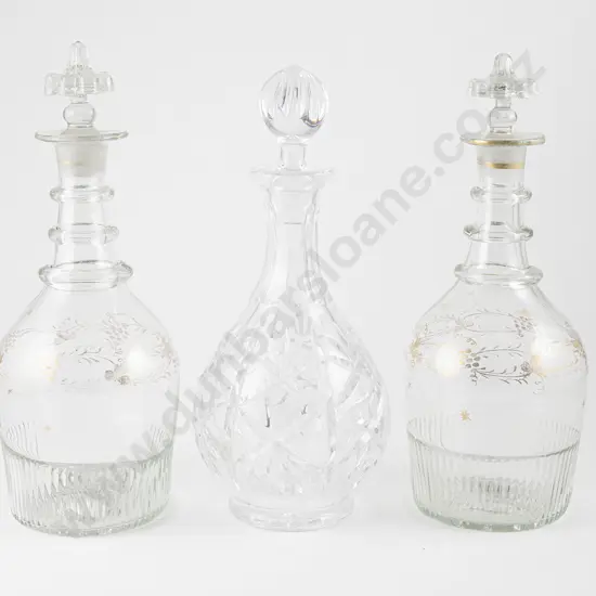 Pair Of Regency Triple Neck Decanters and Later Example