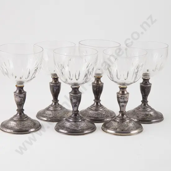 Set Six Antique Port Glasses