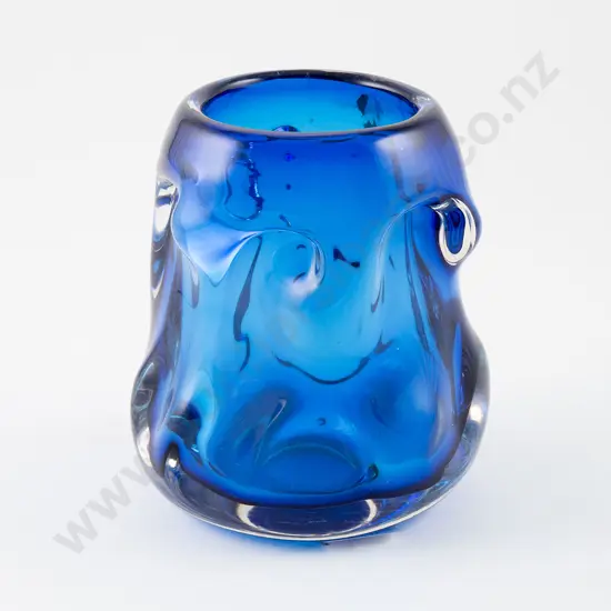 Whitefriars Geoffrey Baxter Designed Knobbly Blue Glass Vase