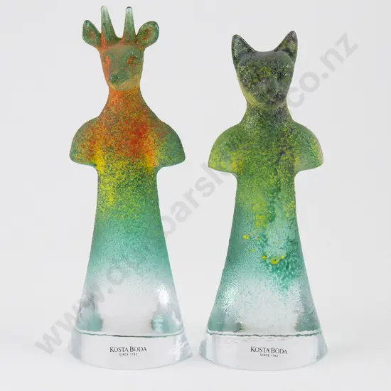 Ejell Engman for Kosta Boda The Well Antelope and Cat Figures