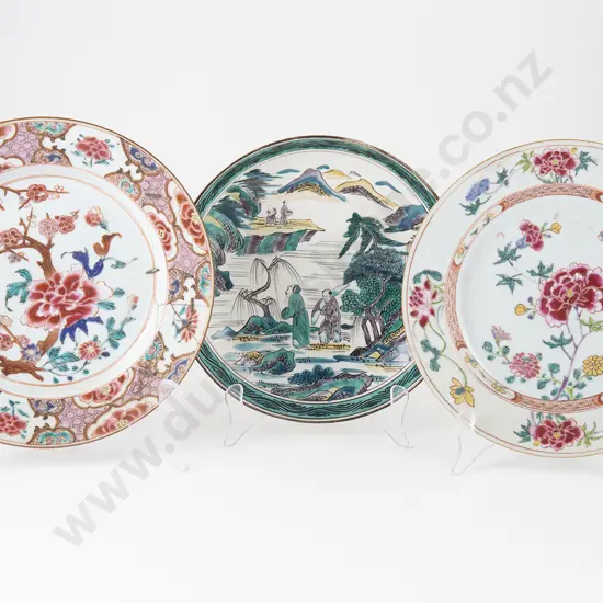 Three C19th Export Ware Plates