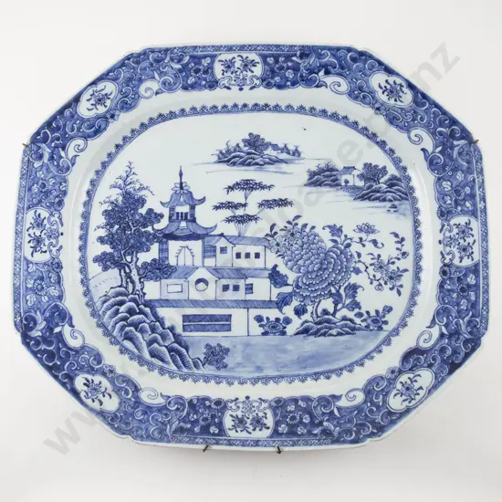 C18th Chinese Blue & White Export Ware Octagonal Serving Dish