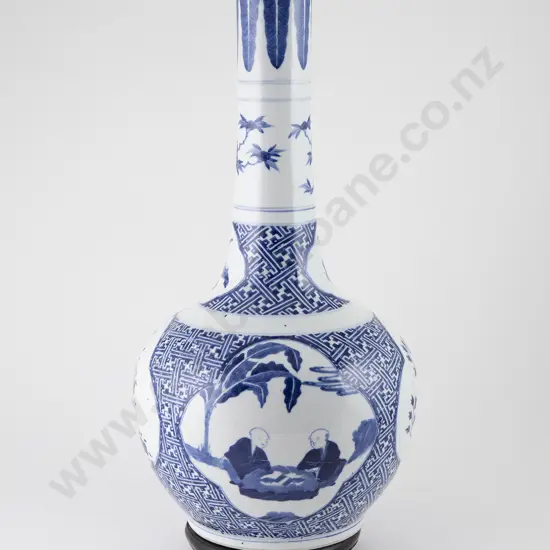 Ming Style Blue & White Bottle Vase