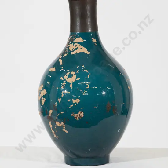 Large C19th Japanese Turquoise Glazed Vase