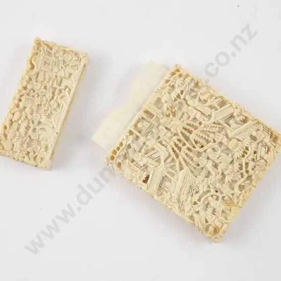 Late C19th Chinese Carved Ivory Calling Card Case