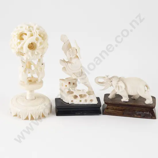 Carved Ivory Concentric Ring Puzzle Ball