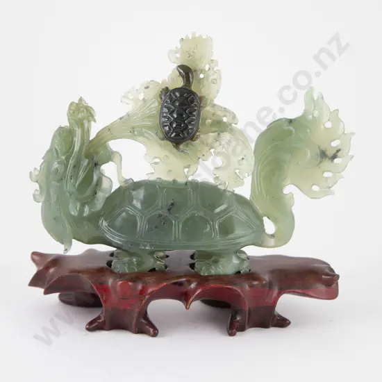 Carved Jade Feng Shui Dragon Turtle