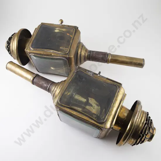 Pair Of Vict Brass Carriage Lamps