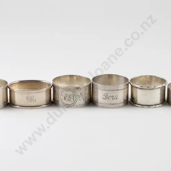 NZ Six Silver Various Napkin Rings