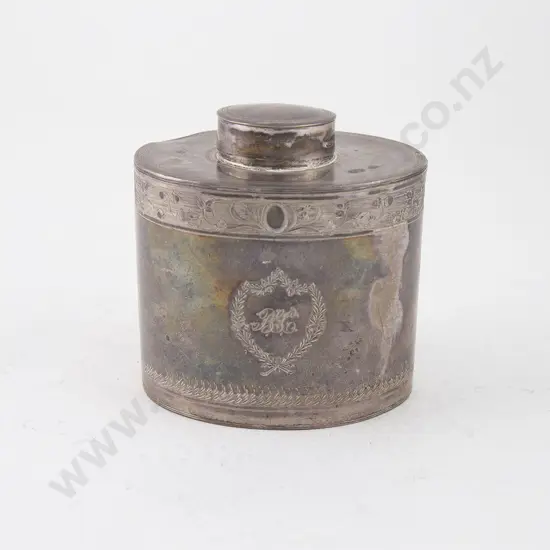 Geo III S/S Oval Tea Caddy