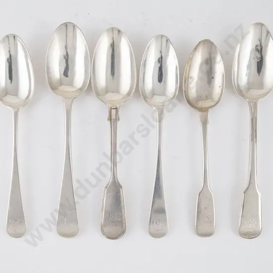 Six Various Georgian & Vict S/S Dessert Spoons