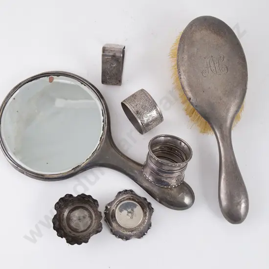 S/S Backed Hand Mirror & Brush