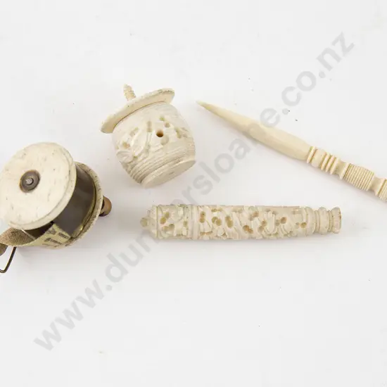 Four Small Antique Ivory & Bone Sewing Implements