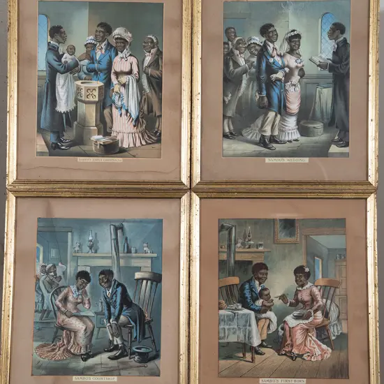 Set Of 4 C19th Black Americana Chromolithographic Prints