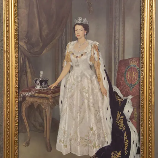 Sir James Herbert Gunn - Portrait Of The Queen In 1953 Coronation Regalia