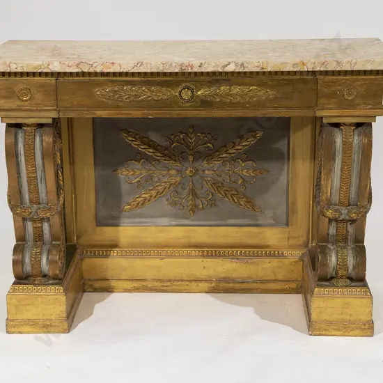 C18th Italian Style Marble Top Console Table