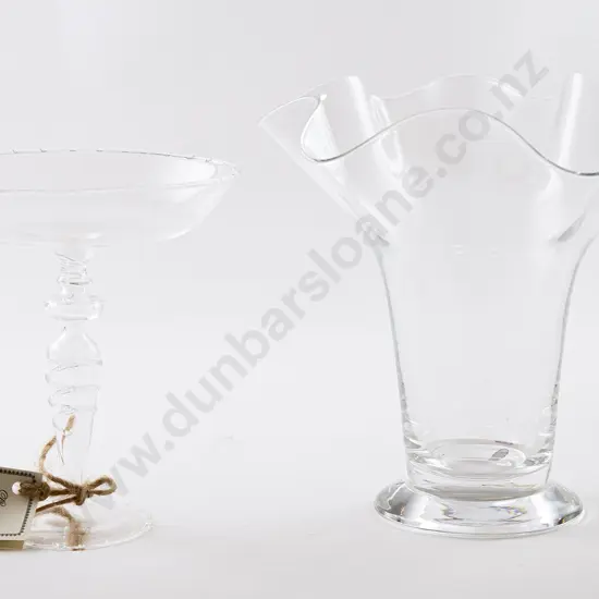 Orrefors Clear Glass Vase & Venetian Comport