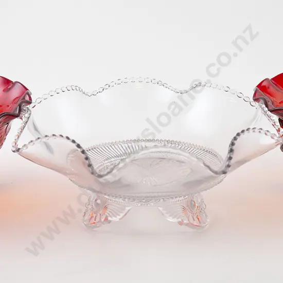 Pair Moulded Red Glass Bowls