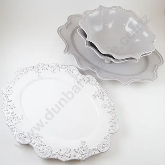 Five Modern Whiteware Serving Dishes