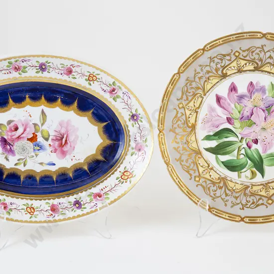 Two C19th Hand Painted Floral Dishes