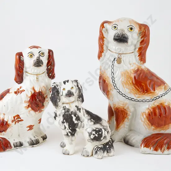 Three Victorian Staffordshire Mantel Dogs