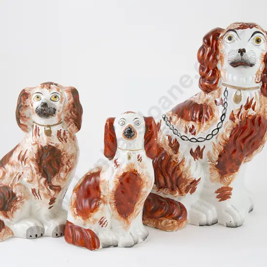 Three Victorian Staffordshire Dogs