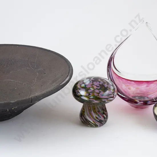 Pottery Dish & Various Modern Glass Ware