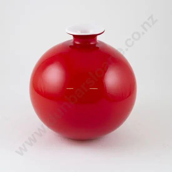 Holmegaard Red on White Spherical Vase